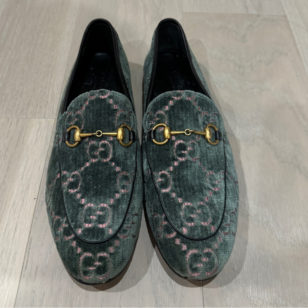 Women's Green Velvet Loafers